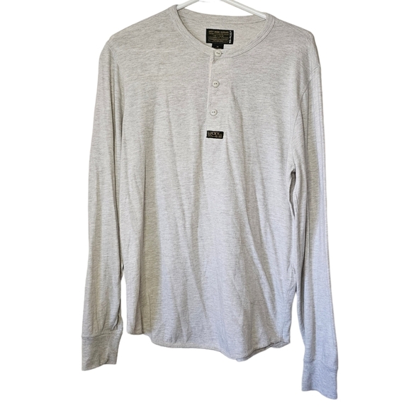 Lucky Brand Quarter Button Long Sleeved Shirt hethered Size Medium - Picture 1 of 6